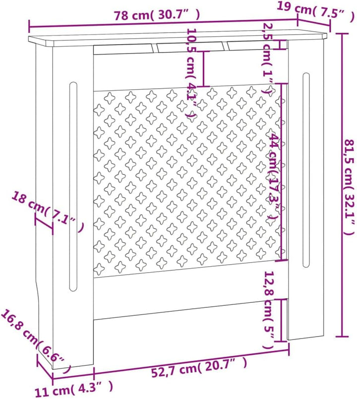 Wohnzimmer Heizkörperabdeckung 78x19x81.5 cm MDF Heizkörperverkleidung Dekorative Wabenmuster Design