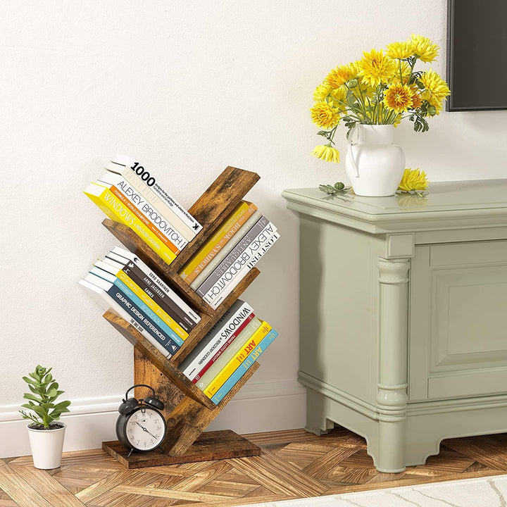 Hoctieon Baum-Bücherregal, 4-stöckig, Bücheraufbewahrung, Organizer, Regale, Bodenstehendes Bücherre