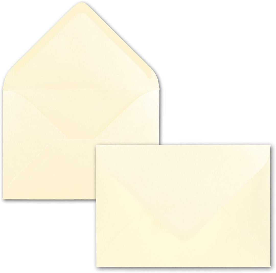 100x Briefpapier-Sets DIN A4 mit C6 Briefumschlägen, Nassklebung - Creme-Vanille - mattes Schreibpap