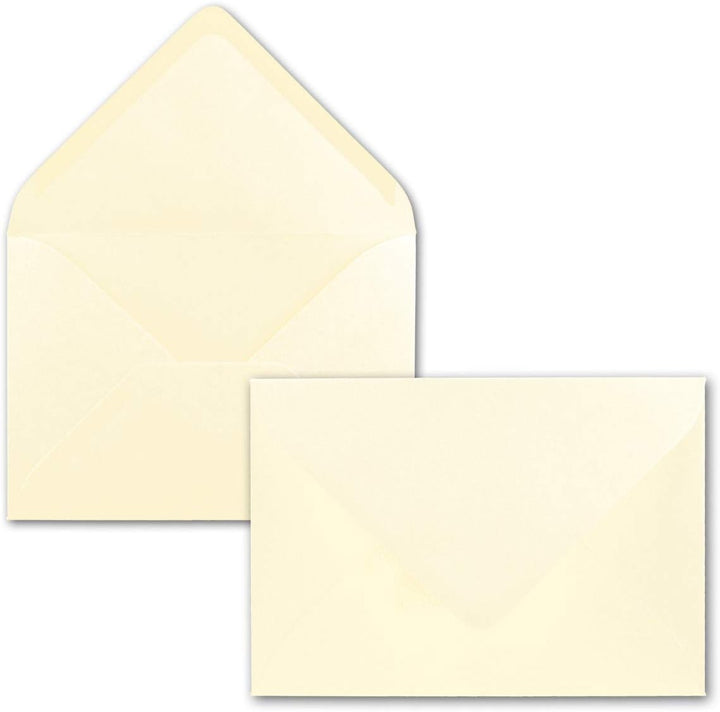 100x Briefpapier-Sets DIN A4 mit C6 Briefumschlägen, Nassklebung - Creme-Vanille - mattes Schreibpap