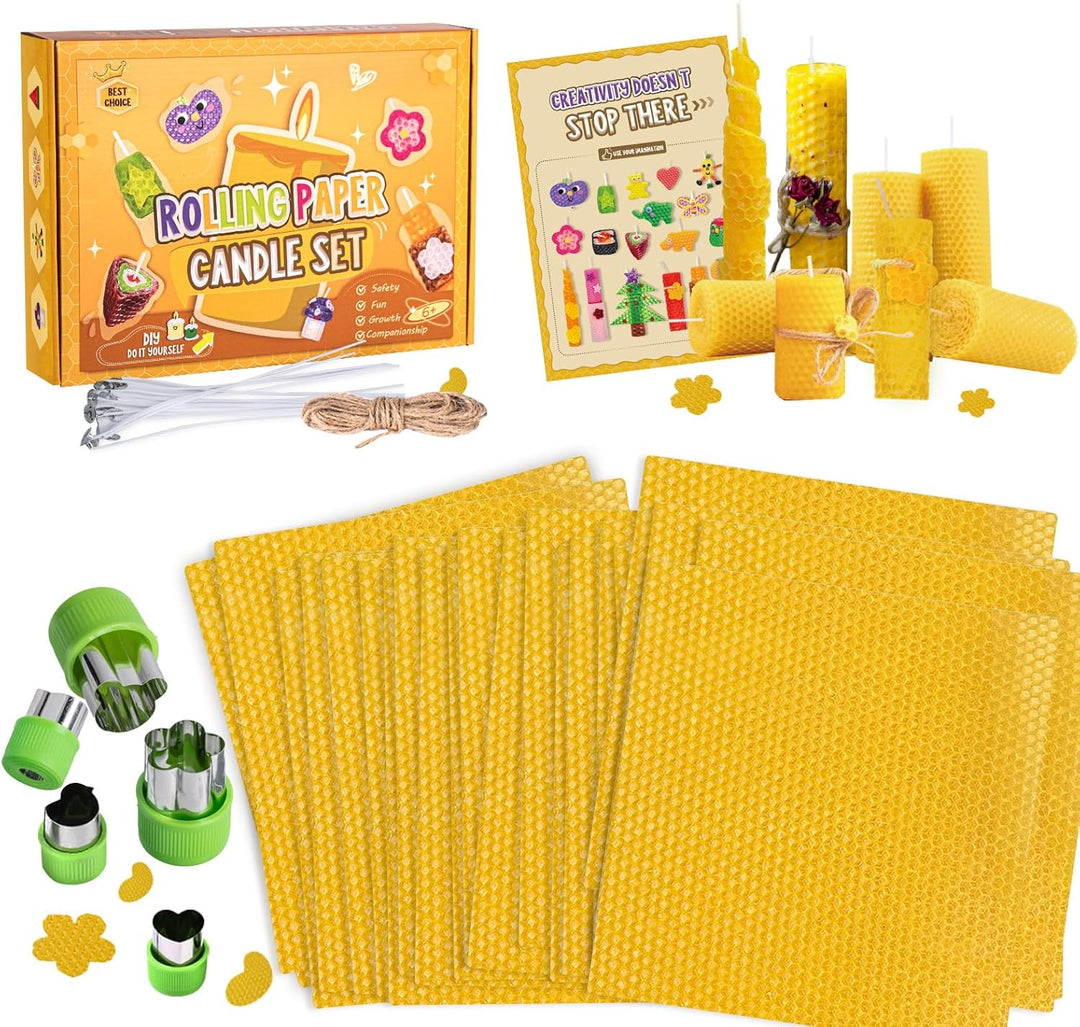 YOOHBERRYS Bienenwachsplatten für Kerzen, 24PCS Gelbe Bienenwachsplatten, Wachsplatten für Kerzen mi