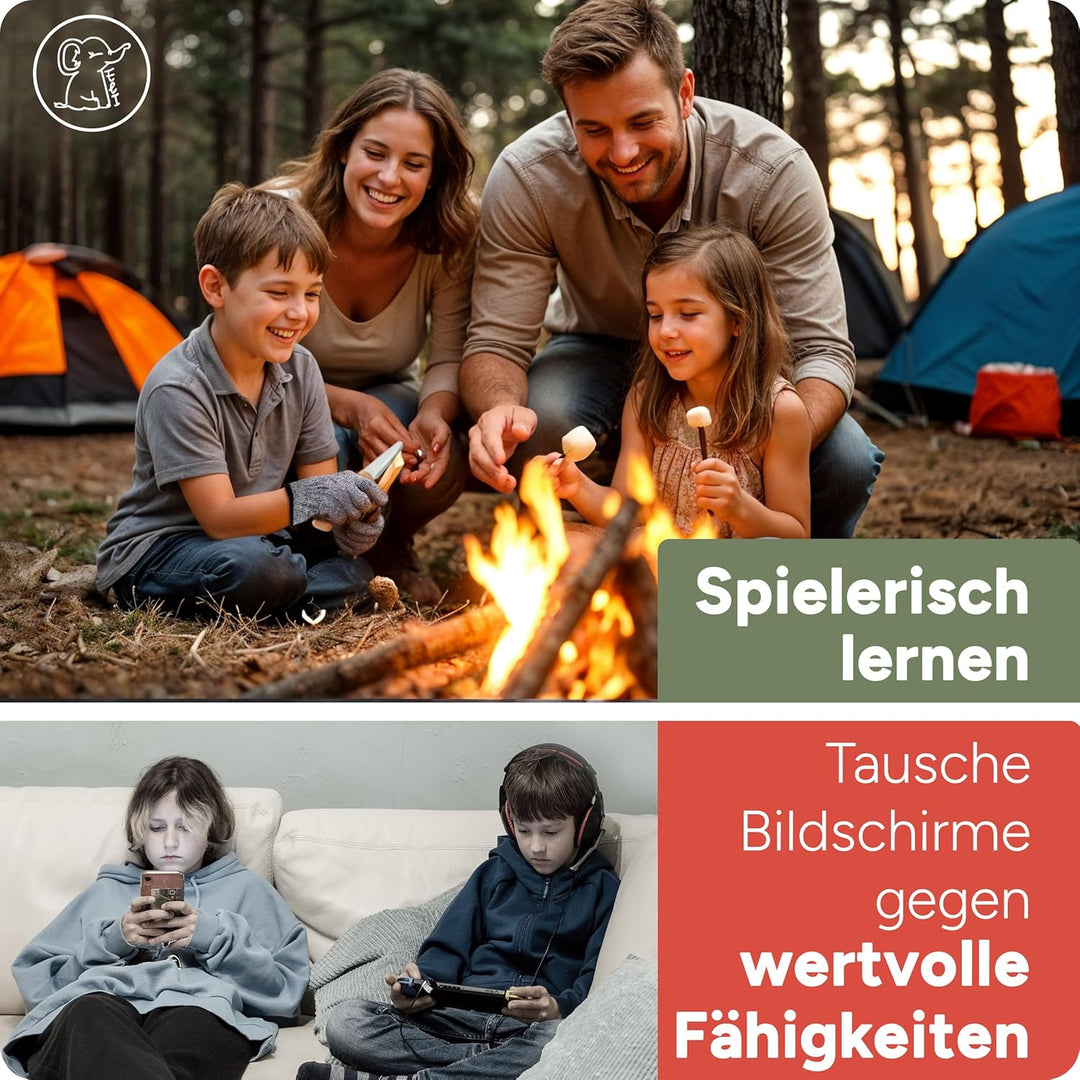 Eli® Schnitzmesser für Kinder mit Ledertasche ab 8 Jahre - hochwertiges Kindermesser Schnitzset inkl