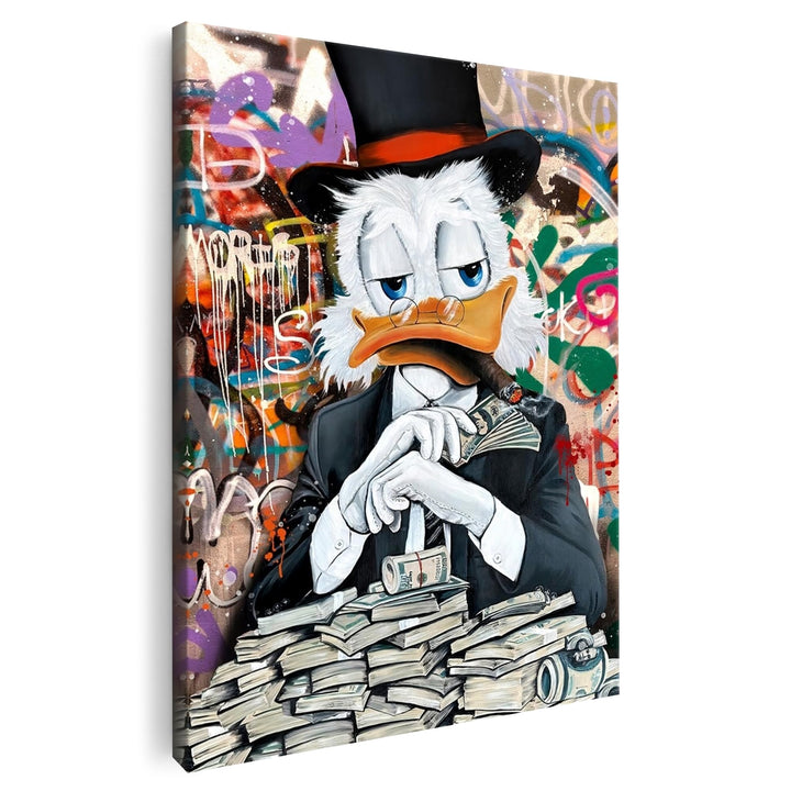 Artmazing | Dagobert Duck Bild bunt | Dagobert Duck Leinwand | Coole Wandbilder Wohnzimmer | Graffit