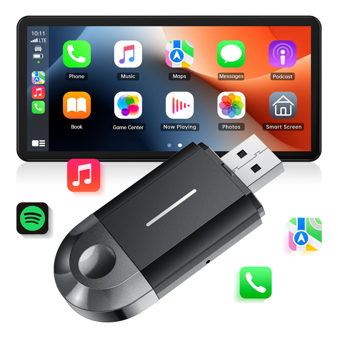 LAMTTO 2-in-1 Wireless CarPlay Adapter, Klein Carplay&Android Auto Wireless Adapter mit USB-C/A, Plu