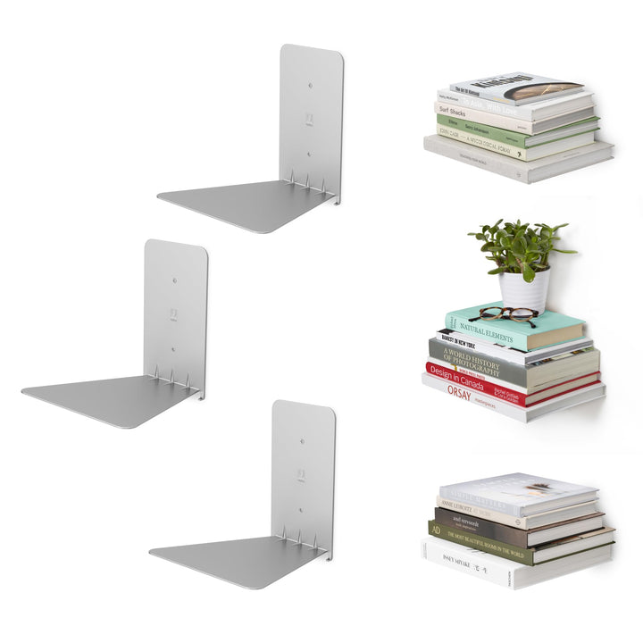 Umbra Conceal unsichtbares Bücherregal und Wandregal aus Metall, 3er-Set, Klein Klein (3er-Set), Kle