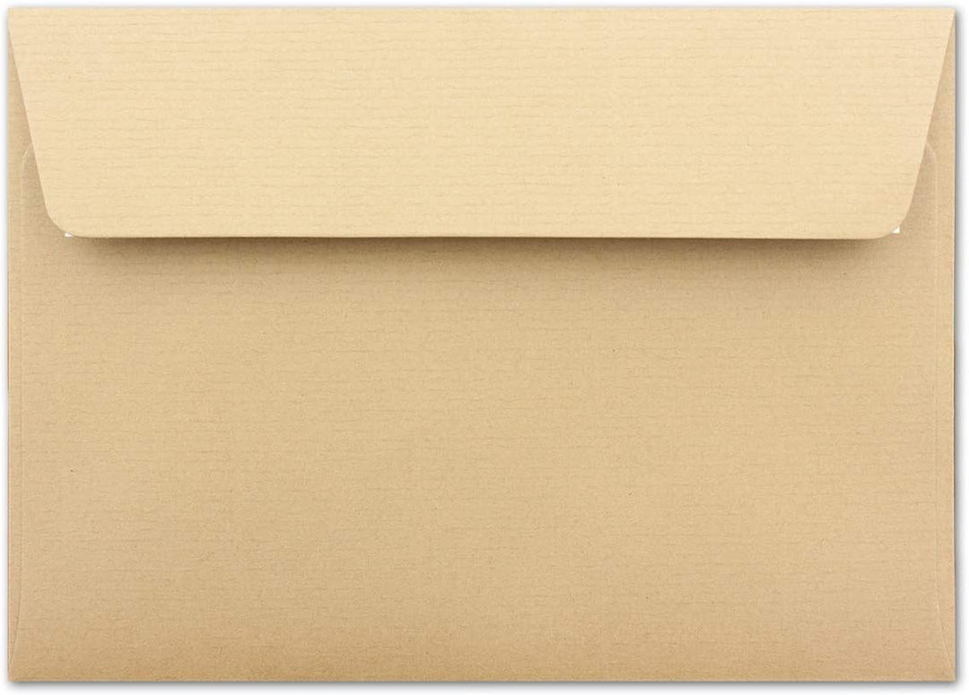 150 gerippte Briefumschläge DIN C6 Braun - 11,4 x 16,2 cm - 100 g/m² Post-umschlag ohne Fenster Haft