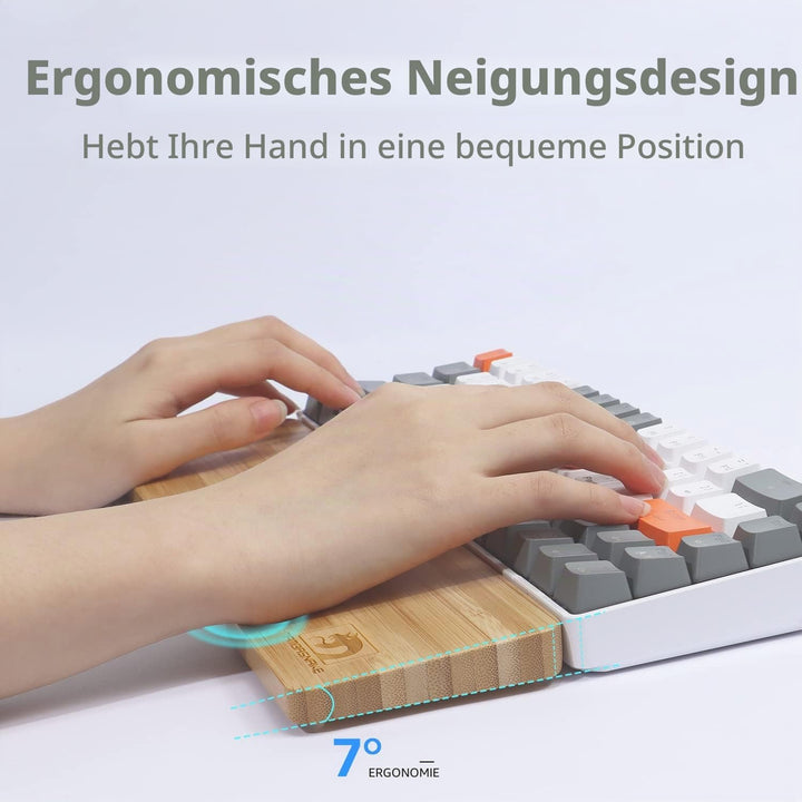 MAMBASNAKE Handballenauflage aus Bambus für 68-Tasten-65%-Tastatur,A-Klasse Bambus,Ergonomische Hand