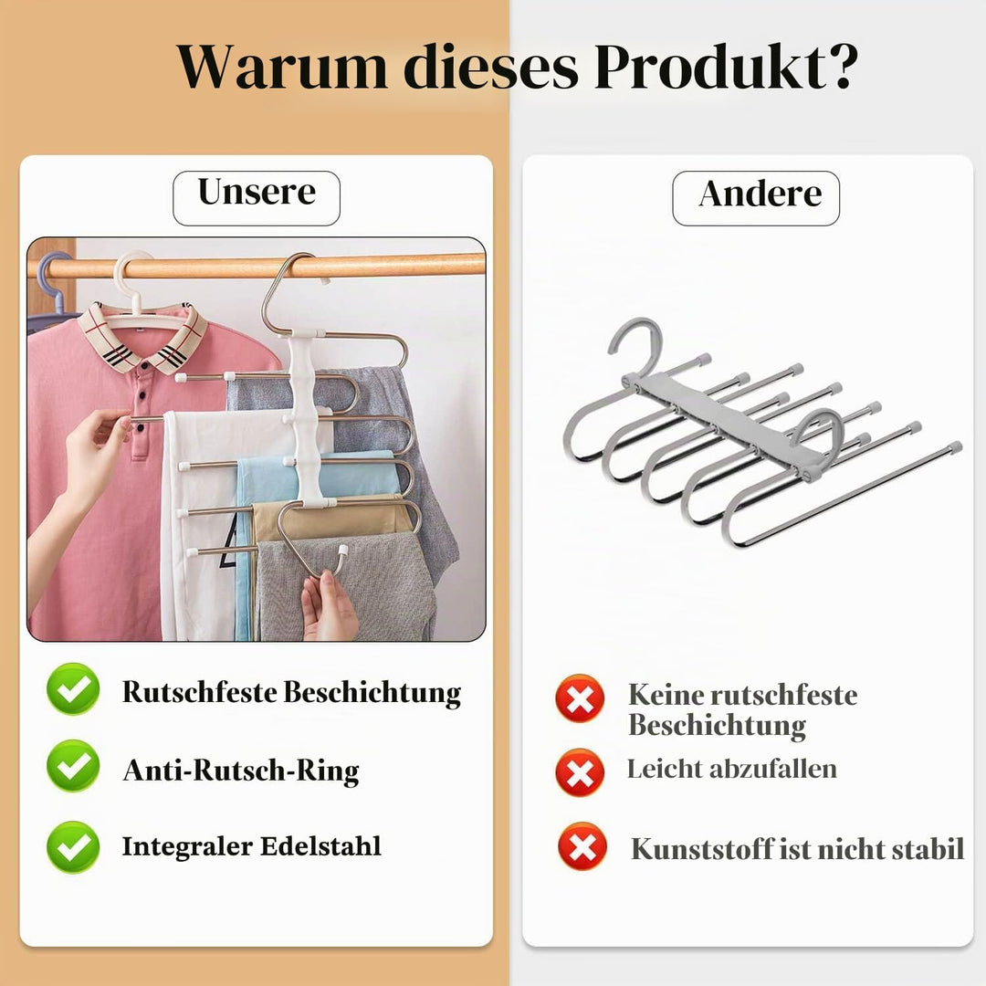[Upgrade] Azeroth Hosenbügel, platzsparend, S-Typ, Edelstahl, Anti-Rutsch-Design, Kleiderschrank, Or