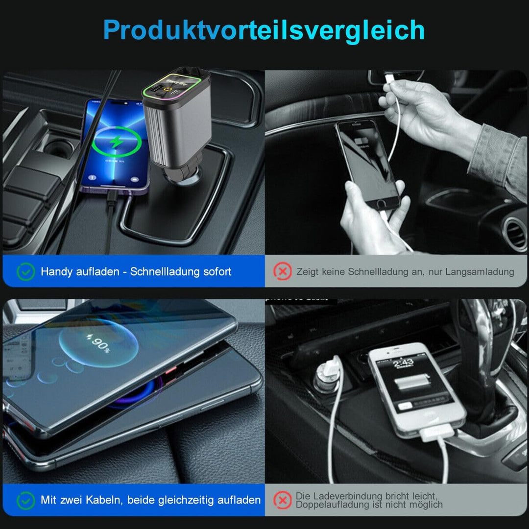 Aimtel Verbessertes Starlight Einziehbares Auto 69W Ladegerät Zigarettenanzünder USB Adapter KFZ USB