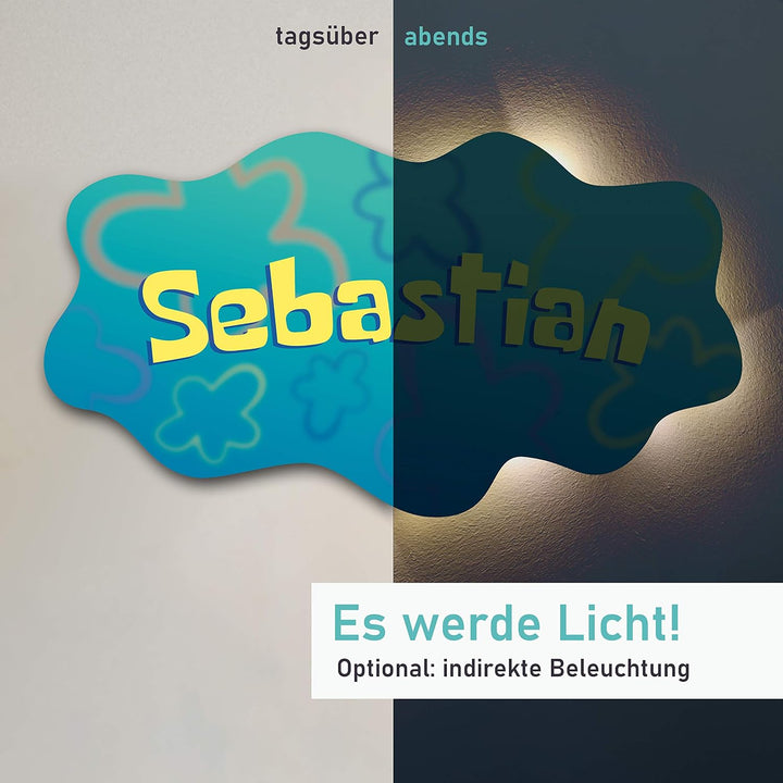 Elbeffekt Schwamm Schild aus Holz- personalisierbares Geschenk - Kinderzimmer Deko - Wohnzimmer Deko