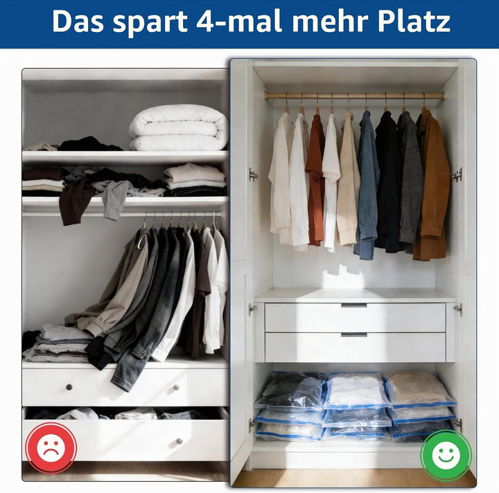 Vakuumbeutel für Kleidung mit Pumpe, 20 Stück Vacuum Bags für Bettdecken,Kleidung,Reise,Kissen, Clot