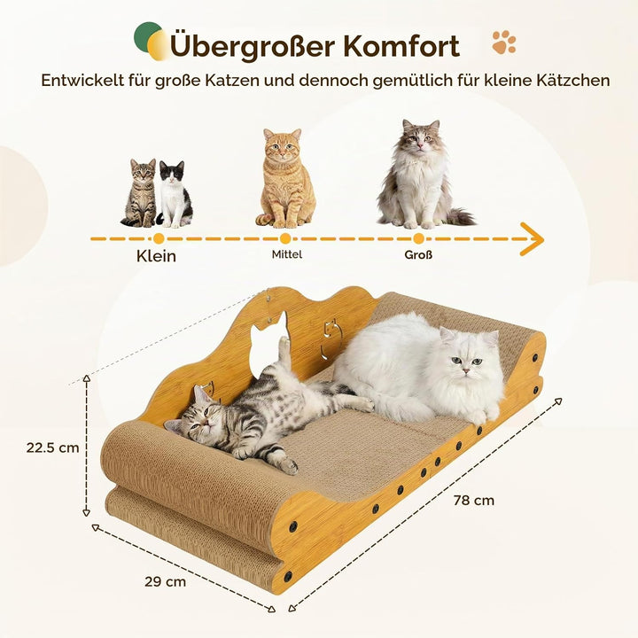 Gimars XXL Katzen Kratzbrett 78 cm im Sofa-Design, Kratzpappe für Katzen, Katzenkratzbretter &amp; Katze
