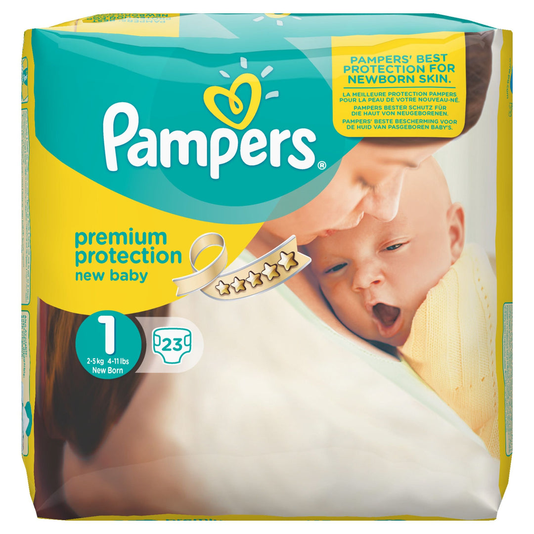 Pampers (Alte Version), Windeln, Gr. 1 Newborn 2-5 kg Tragepack, 4er Pack (4 x 23 Stück) Grösse 1 (9