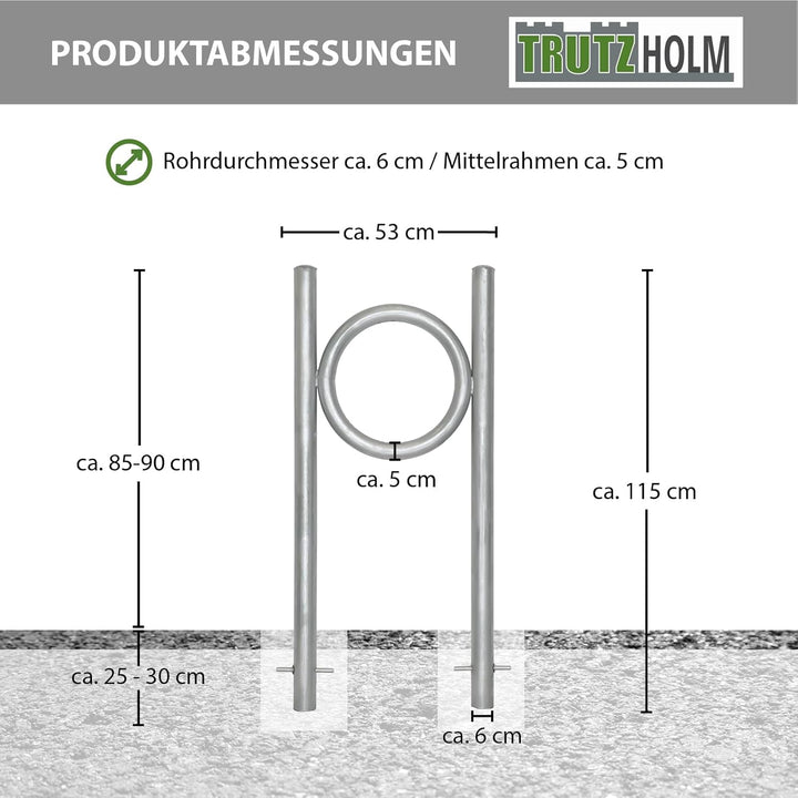 TRUTZHOLM Fahrradanlehnbügel 115 x 53 cm Stahl feuerverzinkt Rohrdurchmesser Ø 60 mm Fahrradständer