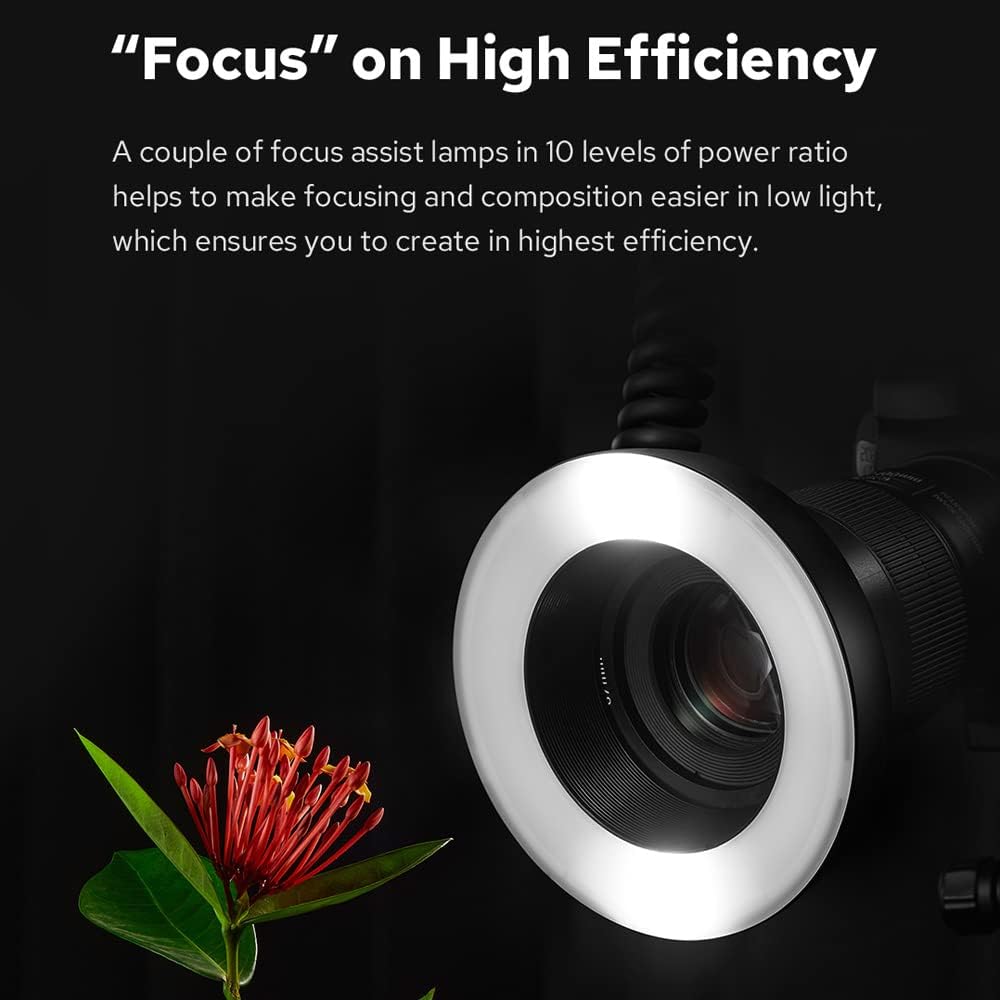 Godox MF-R76 Macro Ring Blitzlicht GN14 10 Stufen einstellbare Helligkeit mit 8 Stück Adapterring Gr