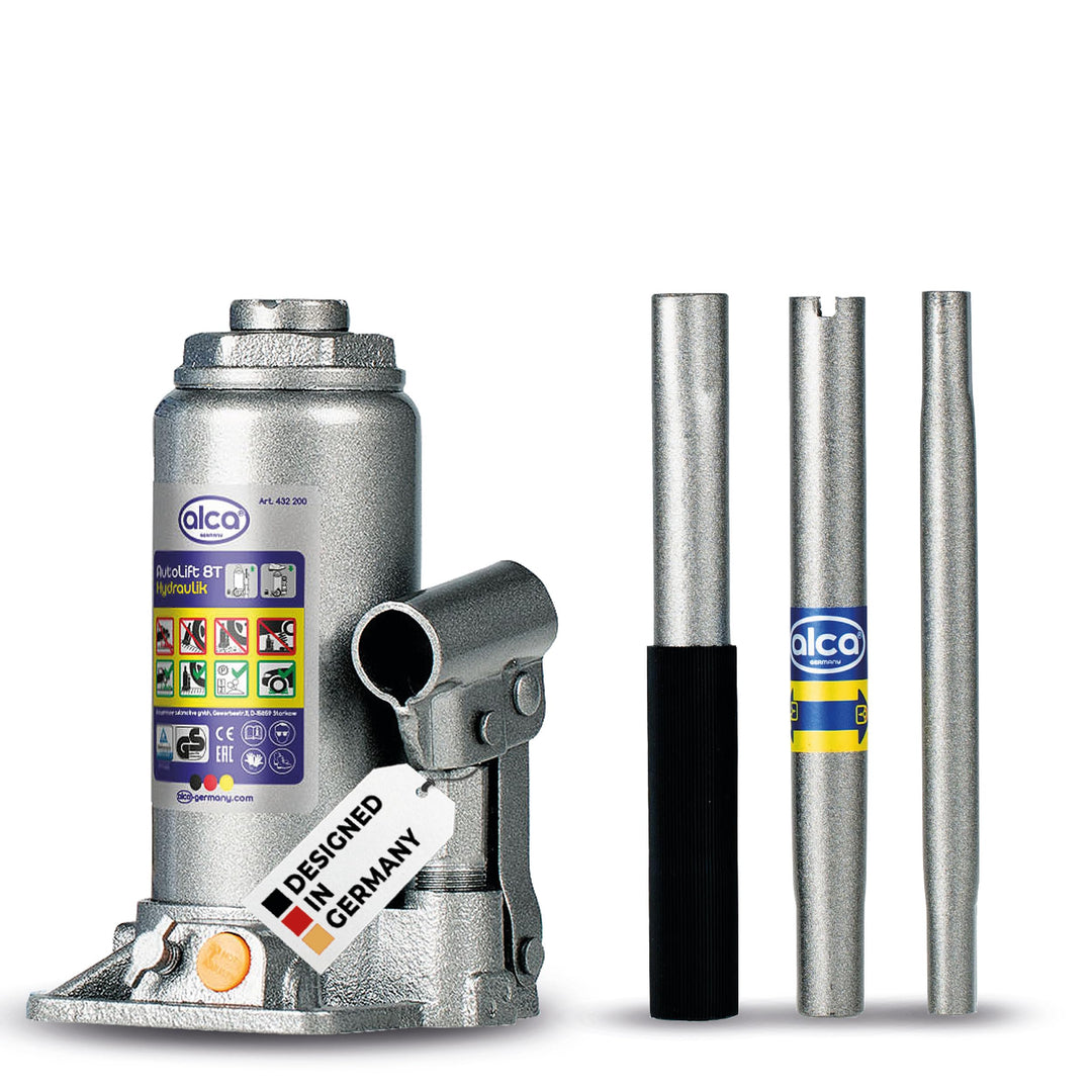 alca® Wagenheber Unterstellheber hydraulisch 8t Stempel-Wagenheber für SUV/PKW Hubhöhe 18,5-36cm