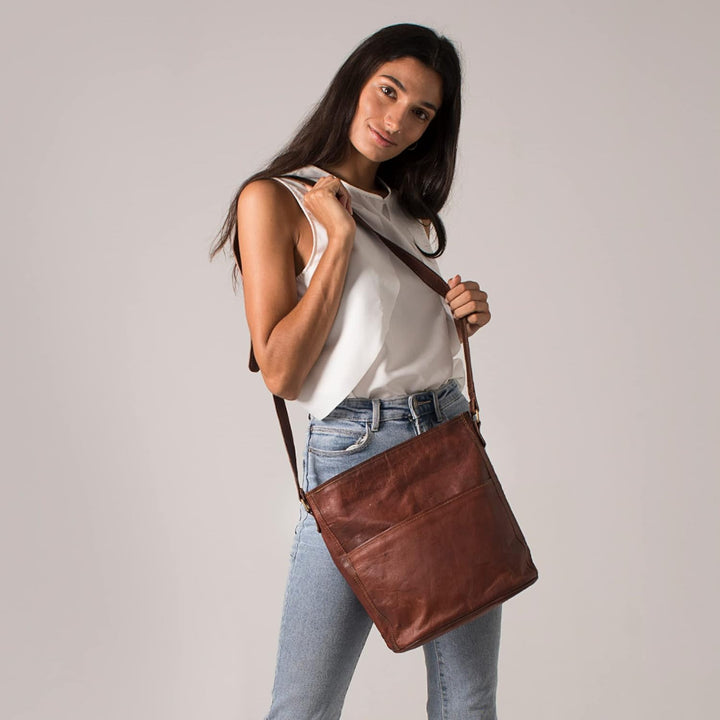 Leabags Leder Handtasche Damen I Premium Echtleder Umhängetasche I Damen Schultertasche I Damentasch