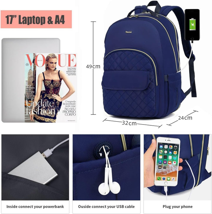 Rucksack Damen Rucksack Mädchen für 17,3 Zoll Laptop,Rucksack Alltag Lehrerrucksack für Arbeit Büro