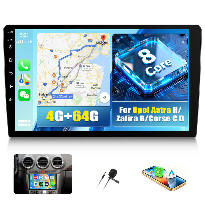 CAMECHO [8Core 4G+64G] Android 15 Autoradio für Opel Astra H/Zafira B/Corse C D mit Navi Carplay And