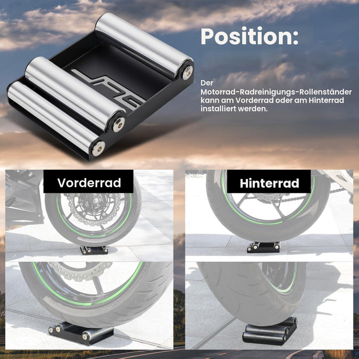 JFG RACING Motorrad Roller Stand Felgenreiniger Roller Ständer für Reifenreinigung &amp; Kettenschmierun