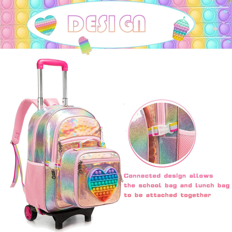 HTgroce Pop Push It Schulranzen Mit Rollen, Toy Schulranzen Trolley Pop Kinder, Fidget Trolley Rucks