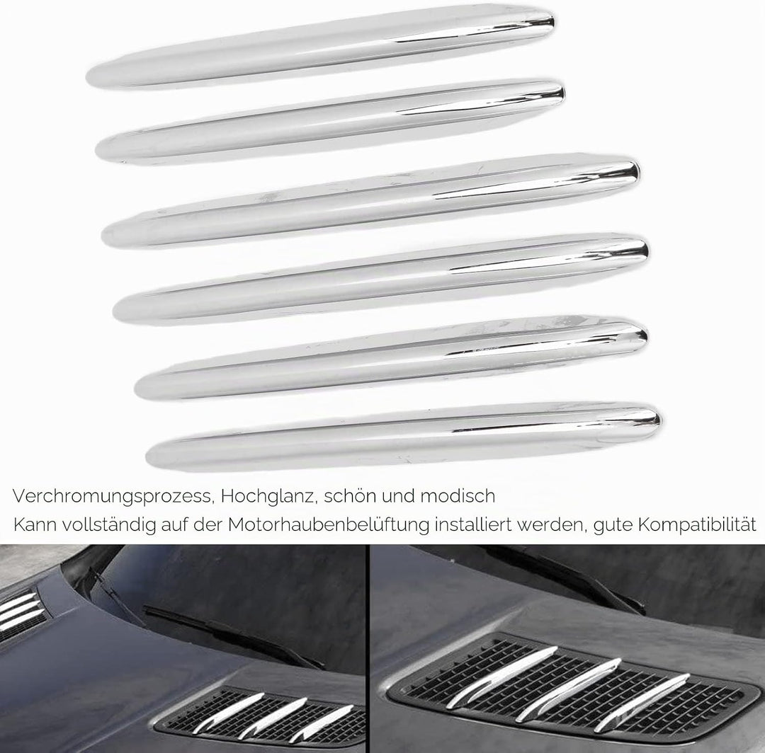 Fydun 6 Stk Auto Motorhaube Lüftungsgitter Abdeckung Trim Chrom-Autozubehör Für R172 SLK 2011-2019