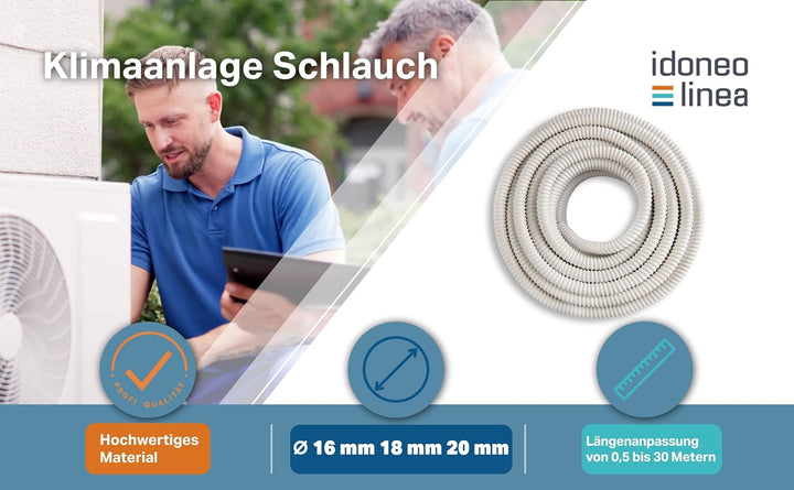 Kondensatschlauch – Klimaschlauch für Klimaanlage | Kondenswasser Schlauch Ø 16 mm, 18 mm, 20 mm, Zu