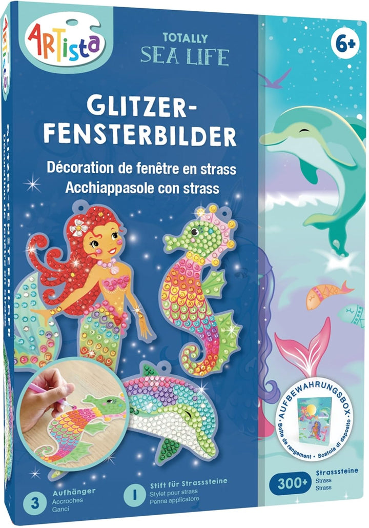 ARTISTA 9342961 Bastelset Glitzerfensterbilder, Unterwasserwelt, Kreativset in praktischer Aufbewahr
