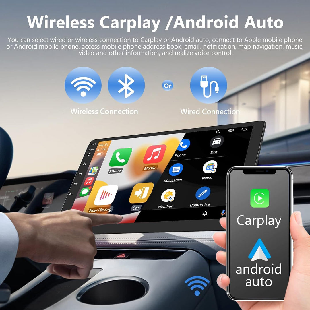 2GB+64GB Autoradio Kabelloses Carplay Android Auto Android 13 Radio mit Navi 9 Zoll Touchscreen 2 Di