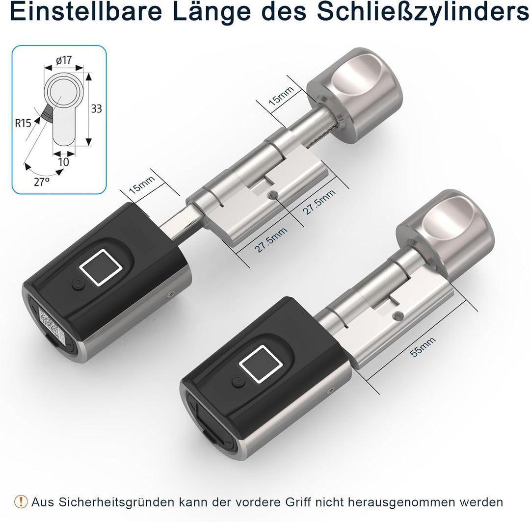 WELOCK SECBNEBL51 Fingerabdruck Schloss,Elektronisches Türschloss mit RFID Karte Bluetooth WiFi für