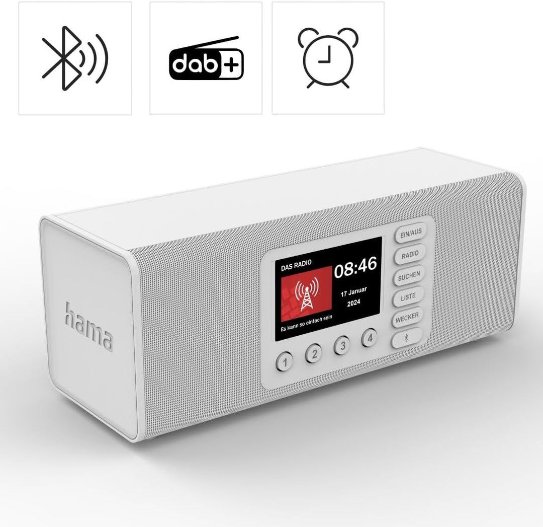 Hama Digitalradio mit Wecker (DAB Radio mit grossem Display, Küchenradio, DAB+, Seniorenradio mit ei