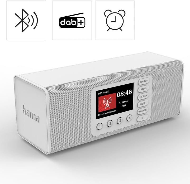 Hama Digitalradio mit Wecker (DAB Radio mit grossem Display, Küchenradio, DAB+, Seniorenradio mit ei