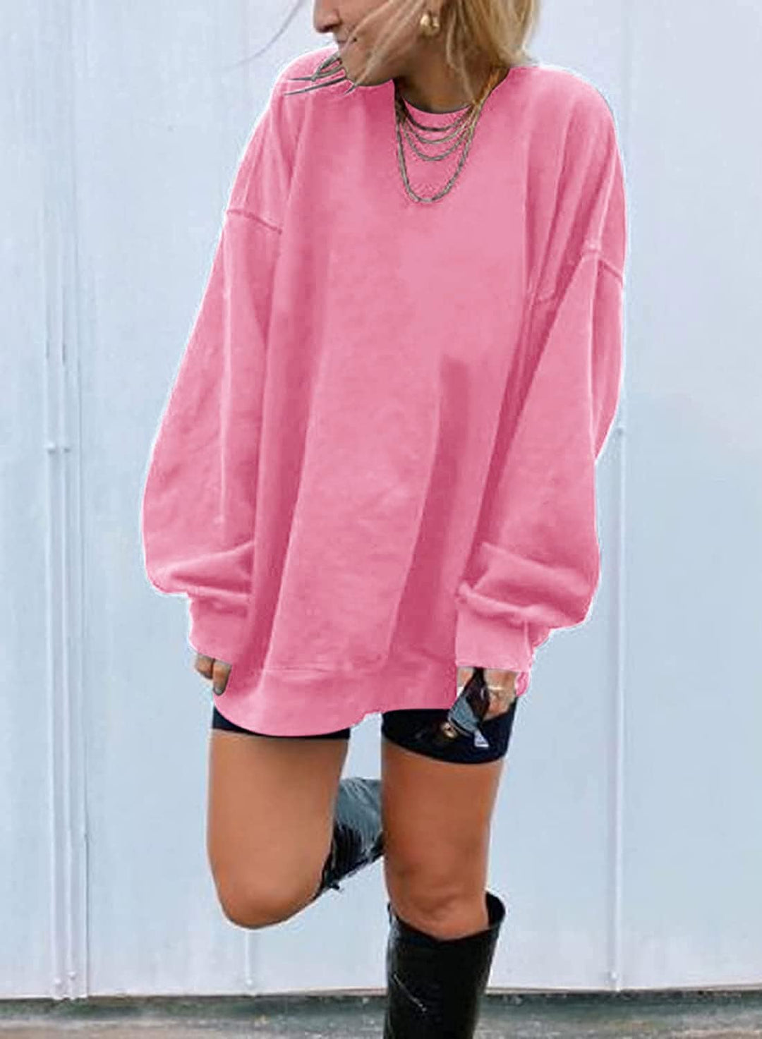 Sweatshirt Damen Los Angeles Pullover Oversized Langarmshirt Rundhals Basic Loose Tops Ohne Kapuze T