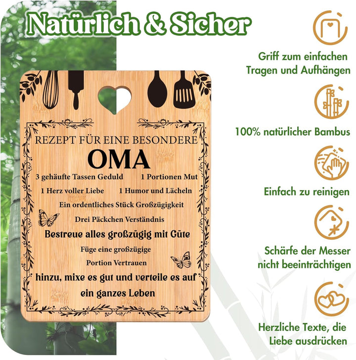 Oma Geschenk zum Muttertag - Bambus Schneidebrett, Geschenkideen für Oma, Geburtstagsgeschenke für O