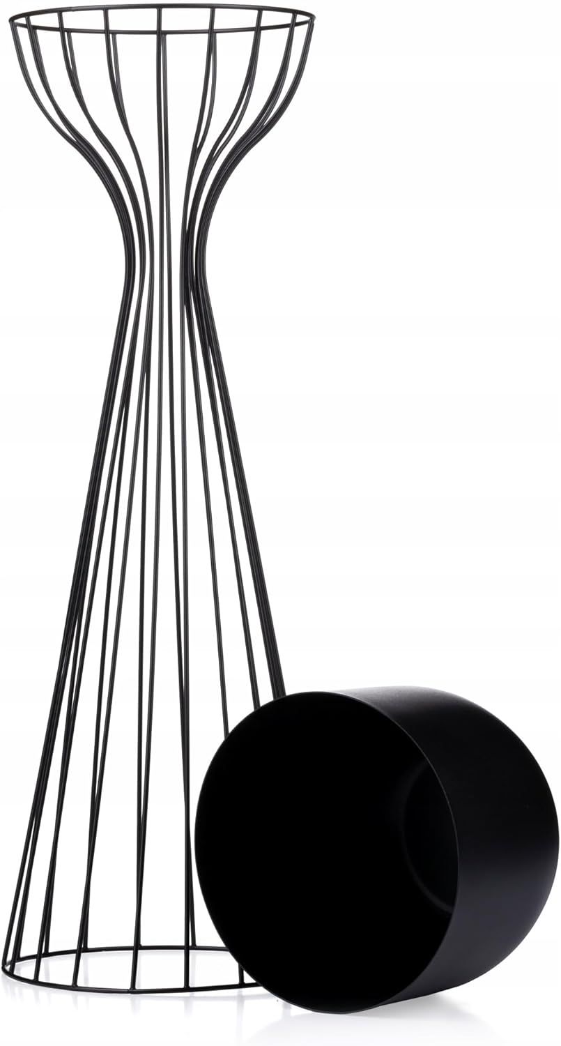 HowHomely Moderne Blumenständer Metall 68 cm Hoch mit Schwarz Blumentopf Rund 18 cm Ø auf Robuste St