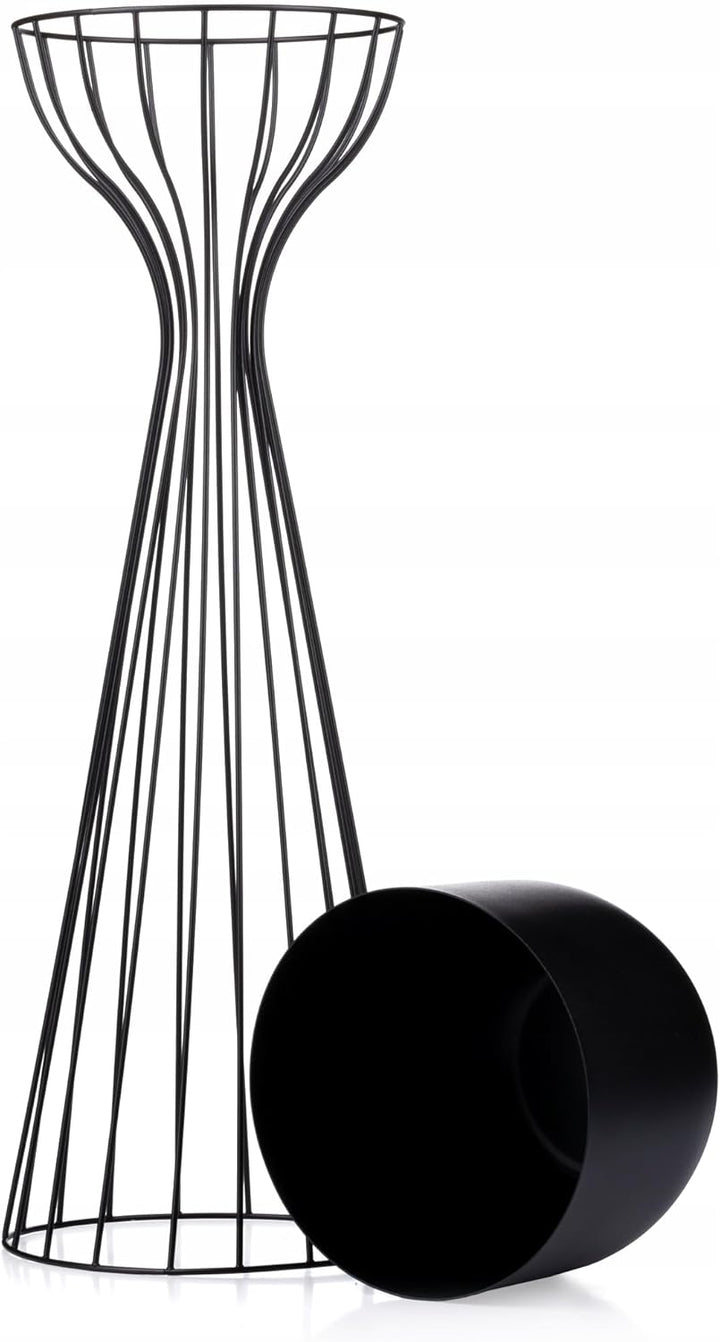HowHomely Moderne Blumenständer Metall 68 cm Hoch mit Schwarz Blumentopf Rund 18 cm Ø auf Robuste St