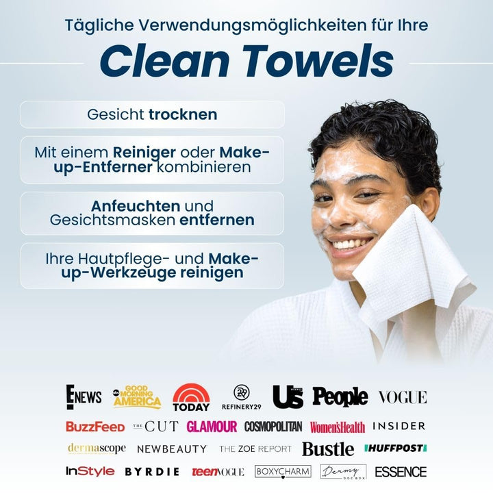 Clean Skin Club Face Towels XL (200 Count (Save 15%)), Stabil - 200 Count