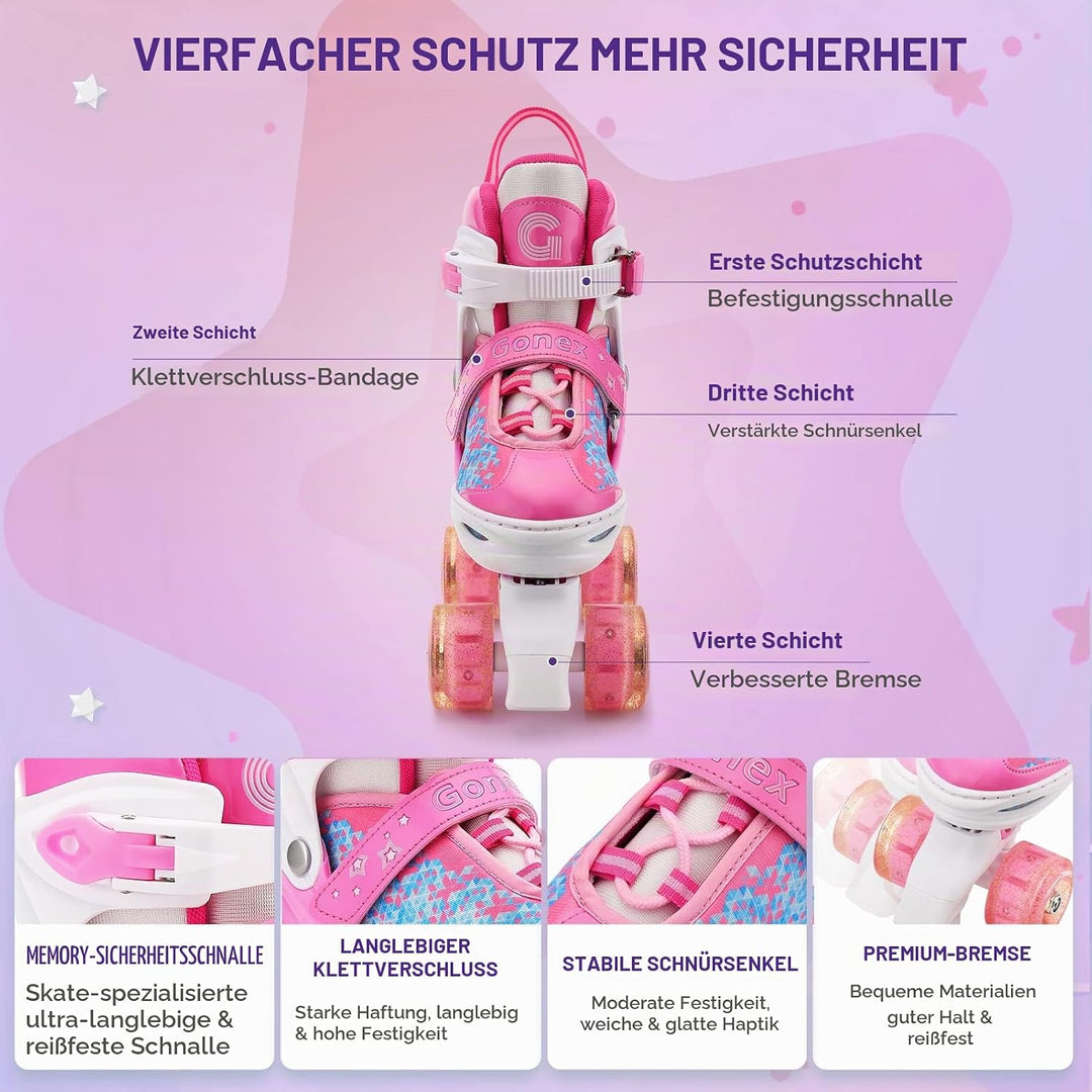 Gonex Verstellbar Rollschuhe, Leuchtenden Rädern Roller Skates für Mädchen Jungen Kinder Erwachsene
