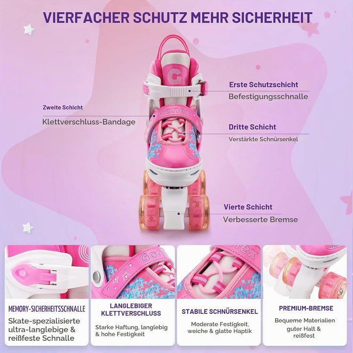 Gonex Verstellbar Rollschuhe, Leuchtenden Rädern Roller Skates für Mädchen Jungen Kinder Erwachsene