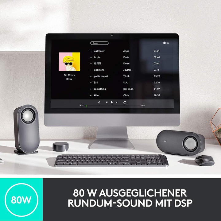 Logitech Z407 Bluetooth-Computerlautsprecher mit Subwoofer und kabelloser Steuerung, raumfüllendem S