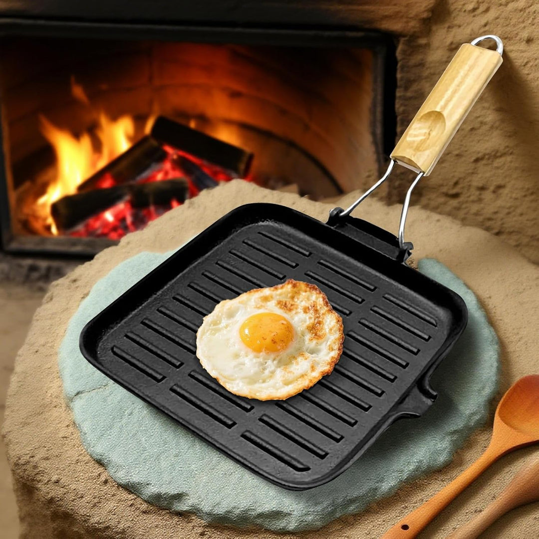 Generisch Gusseiserne Bratpfanne | Grillpfanne Und Bratpfanne,Gusseisen mit klappbarem Griff zum Koc