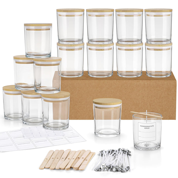Winter Shore 300 ml Glaszylinder für Kerzen (16er-Pack) - Kerzen Glas Leer zum Giessen, Hochwertige