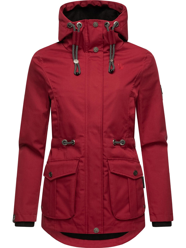 MARIKOO Damen Leichter Übergangsparka mit Kapuze Babetaa Prc XS Blood Red, XS Blood Red