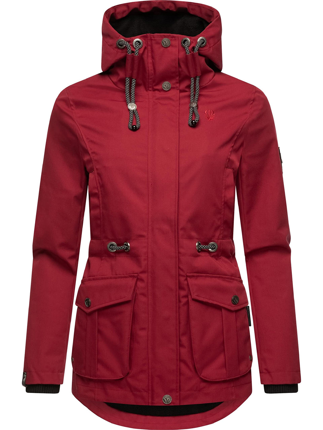 MARIKOO Damen leichter Übergangsparka mit Kapuze Babetaa Prc XS-XXL S Blood Red, S Blood Red