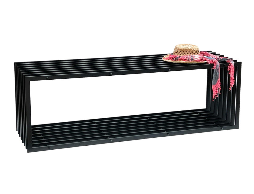 DanDiBo Gartenbank Metall Schwarz Wetterfest Massiv 150 cm Sitzbank Modern 96430 Parkbank Eisen Lame