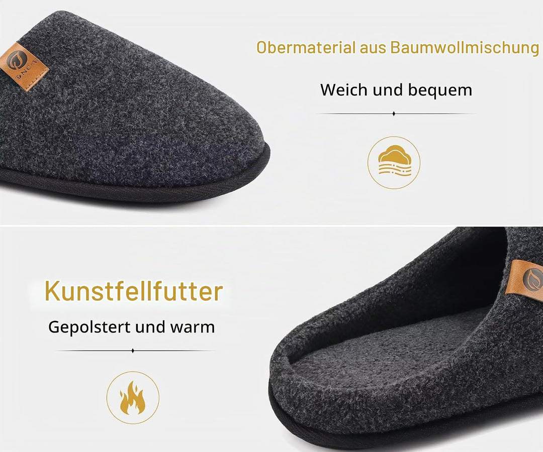 ONCAI Hausschuhe Herren Rückstellschaum Warme Stricken Filz Flauschig Plüsch Pantoffeln für Manner m