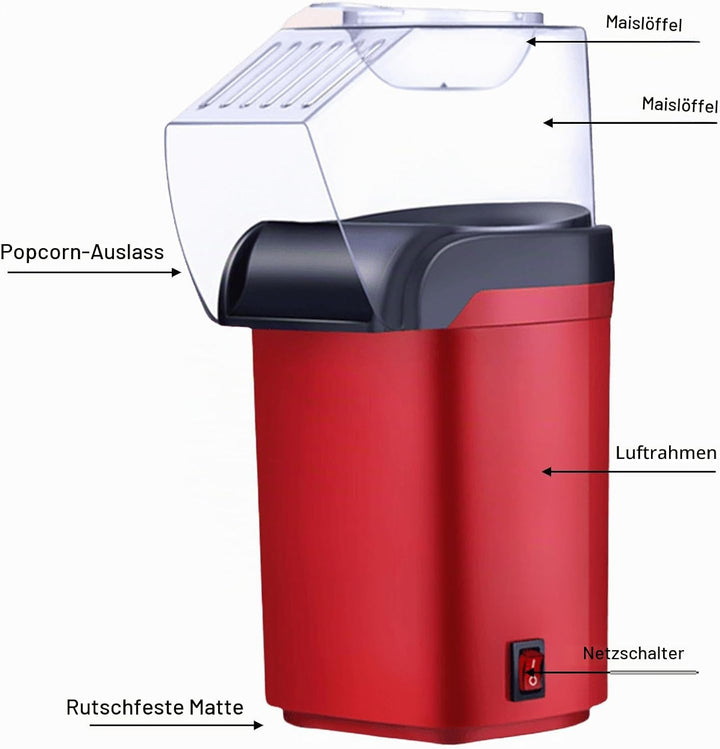 Popcornmaschine: 1200W HeissLuft Popcornmaschine, Selbstgemachte Popcorn Maker, Gesund&amp; Ölfrei, 2 Mi
