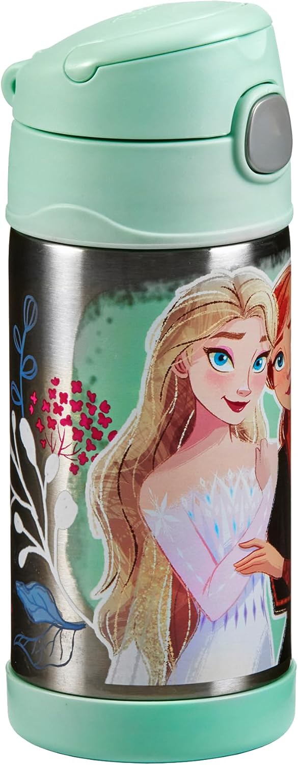 Thermos kids FUNTAINER STRAW BOTTLE DISNEY 0,35 l, Frozen II, Thermoflasche Kinder aus Edelstahl mit