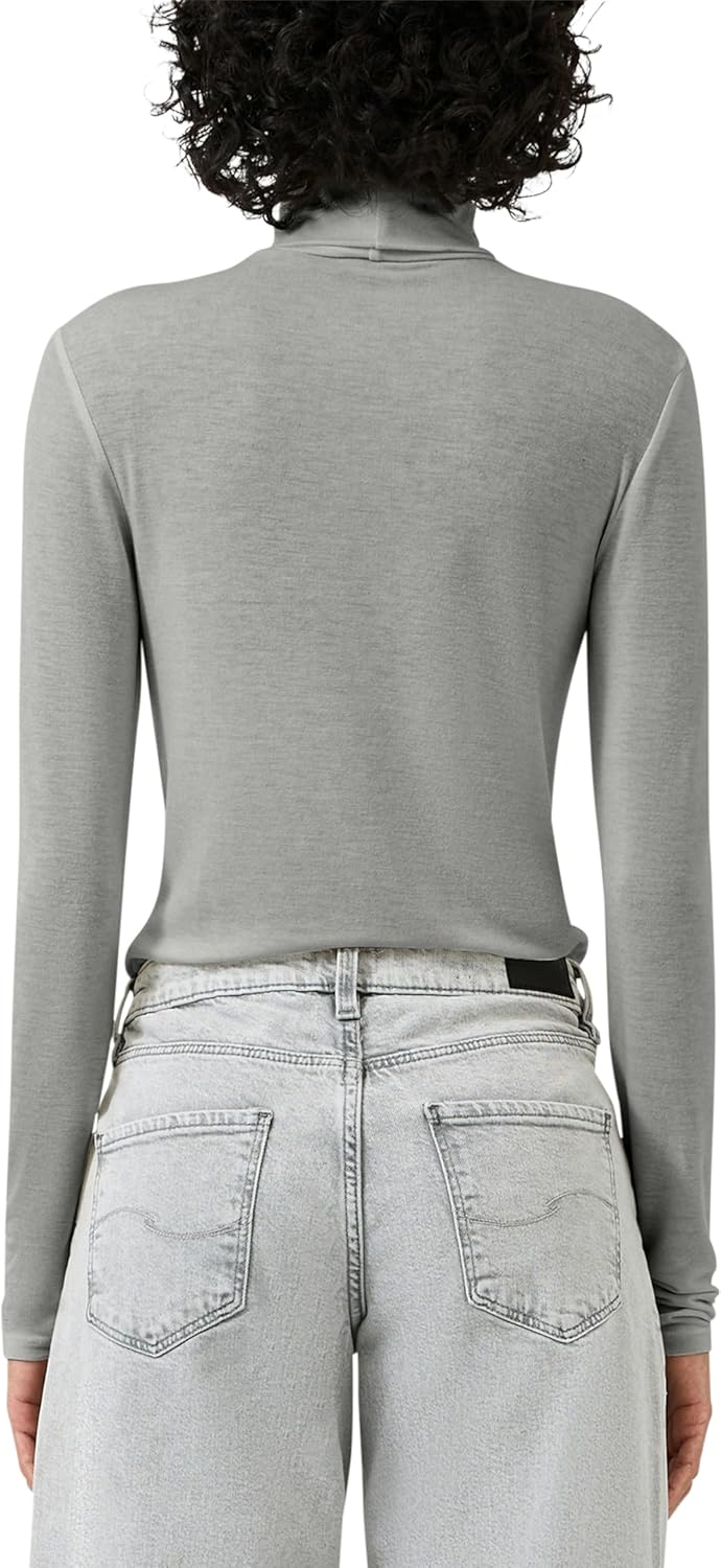 QS Damen Leicht Transparentes Rollkragenshirt Langarmshirt mit Rollkragen XS 9400_grau, XS 9400_grau