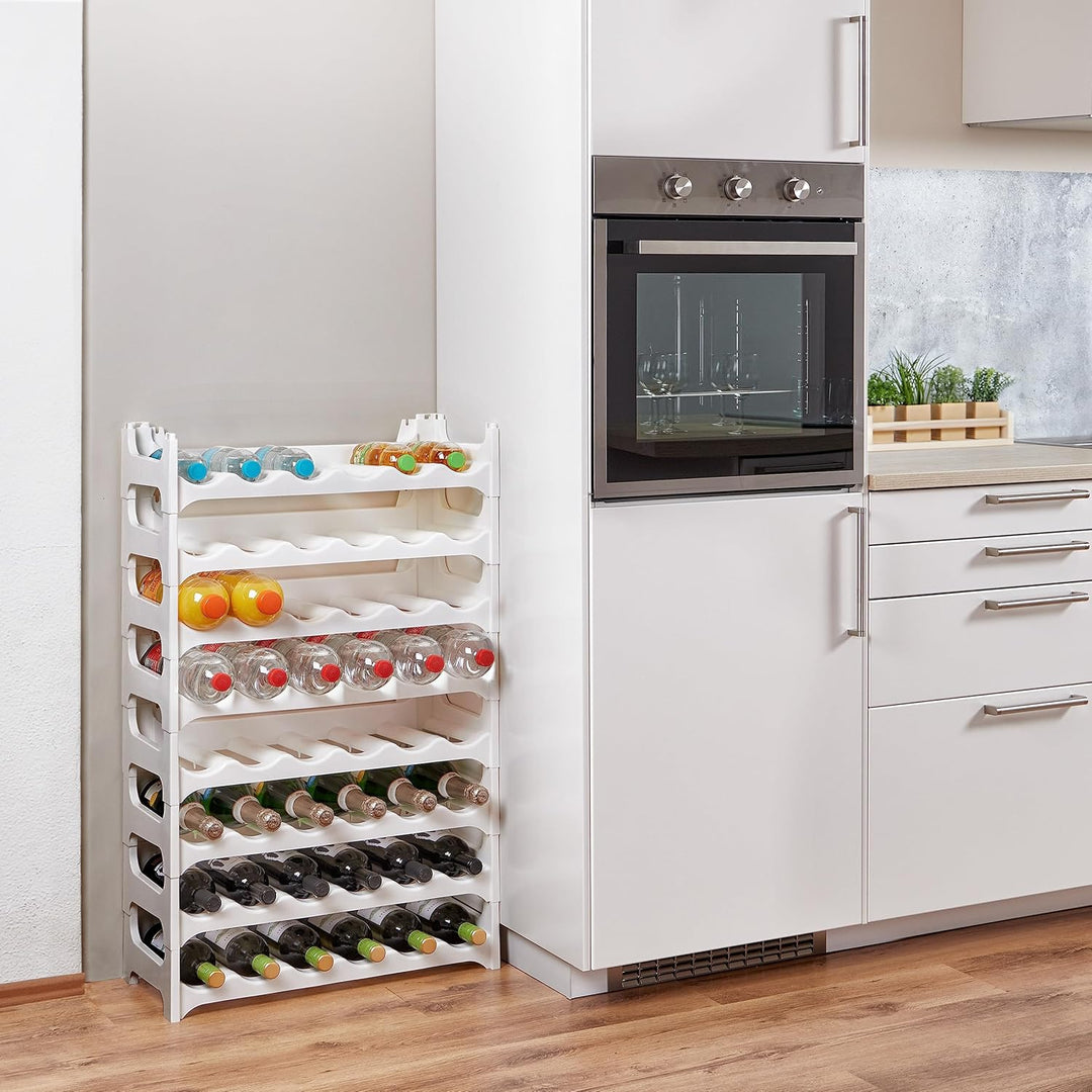 Grizzly Flaschenregal - modulares, stapelbares Design für 48 Flaschen, Weinregal Weiss 8 Module für